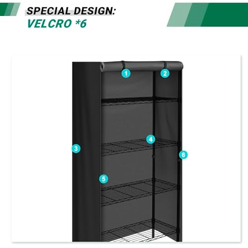 CATOTEL Storage Shelving Unit Cover,Waterproof Shelf Cart Cover Protective Outdoor Indoor Storage Rack Dust Cover with Zipper (32.5""Lx16.5""Wx72""H), Black, O0-C2NH-ZY28 - Image 4