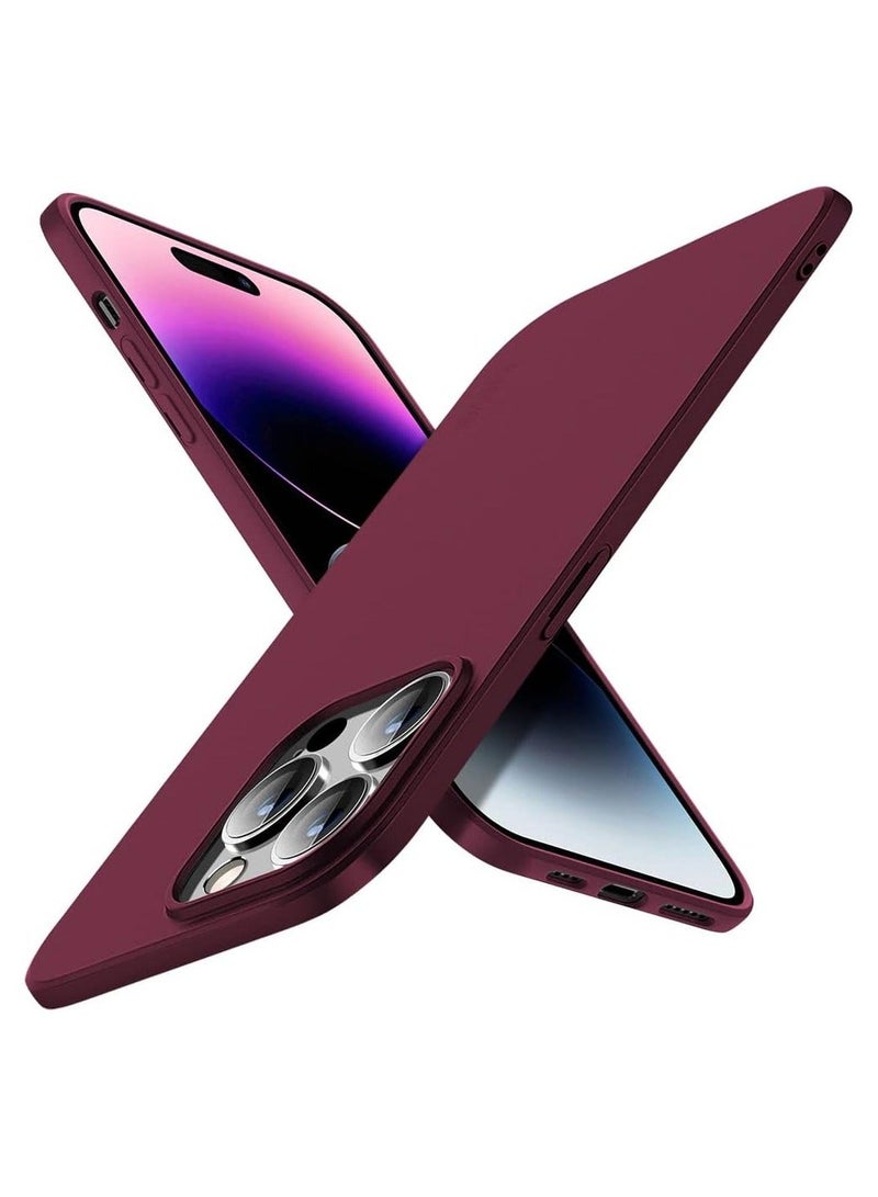 Raxoom Compatible iPhone 14 Pro Max Case Slim Fit Ultra-Thin [Guardian Series] Soft TPU Matte Finish Coating Phone Cases Lightweight Anti-Scratch Back Cover Grip 6.7" (2022)-Wine red - Image 1