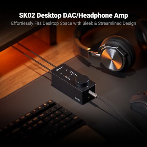 Fosi Audio SK02 DAC Amp Headphone Amplifier Desktop USB C to AUX Digital to Analog Audio Converter Adapter Preamp Optical to 35mm 44mm Balanced Combo for Home Audio System - Image 3