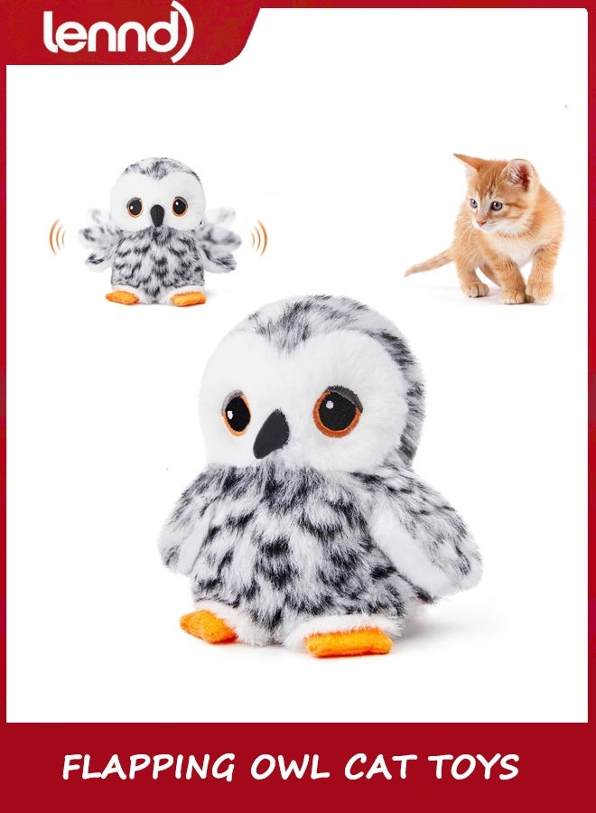 LENND Flapping Owl Cat Toys (No Flying), Lifelike Bird Chirp, Rechargeable Touch Activated Kitten Toy, Interactive Catnip Kicker Exercise Toys 4.0" for All Breeds - Image 1