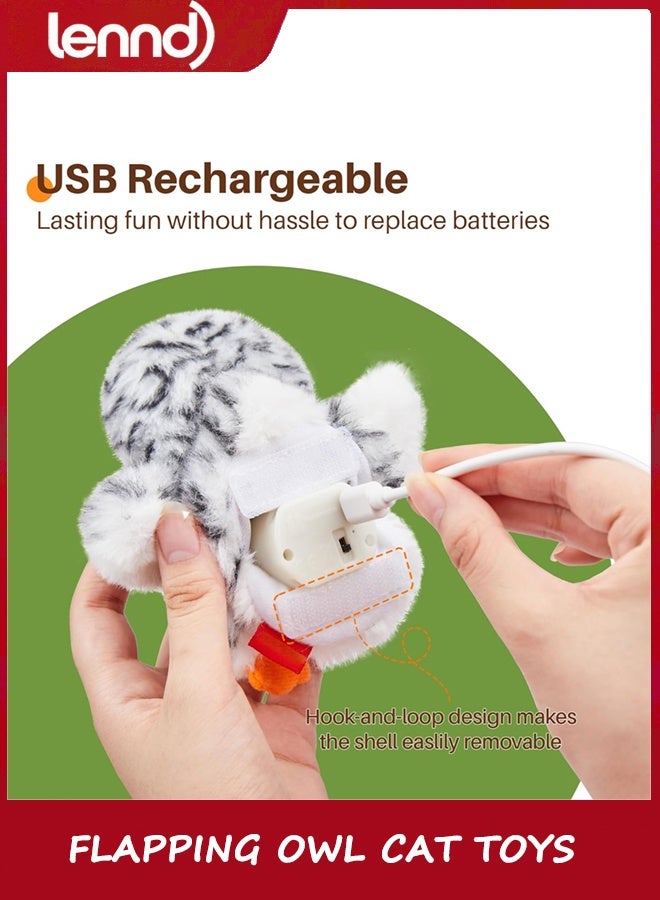 LENND Flapping Owl Cat Toys (No Flying), Lifelike Bird Chirp, Rechargeable Touch Activated Kitten Toy, Interactive Catnip Kicker Exercise Toys 4.0" for All Breeds - Image 5