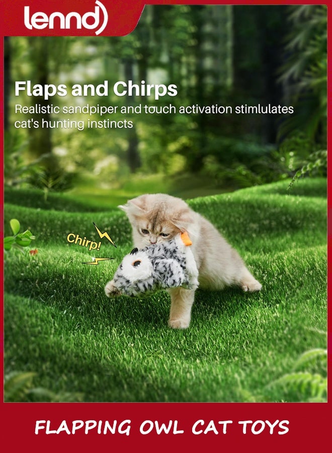 LENND Flapping Owl Cat Toys (No Flying), Lifelike Bird Chirp, Rechargeable Touch Activated Kitten Toy, Interactive Catnip Kicker Exercise Toys 4.0" for All Breeds - Image 2
