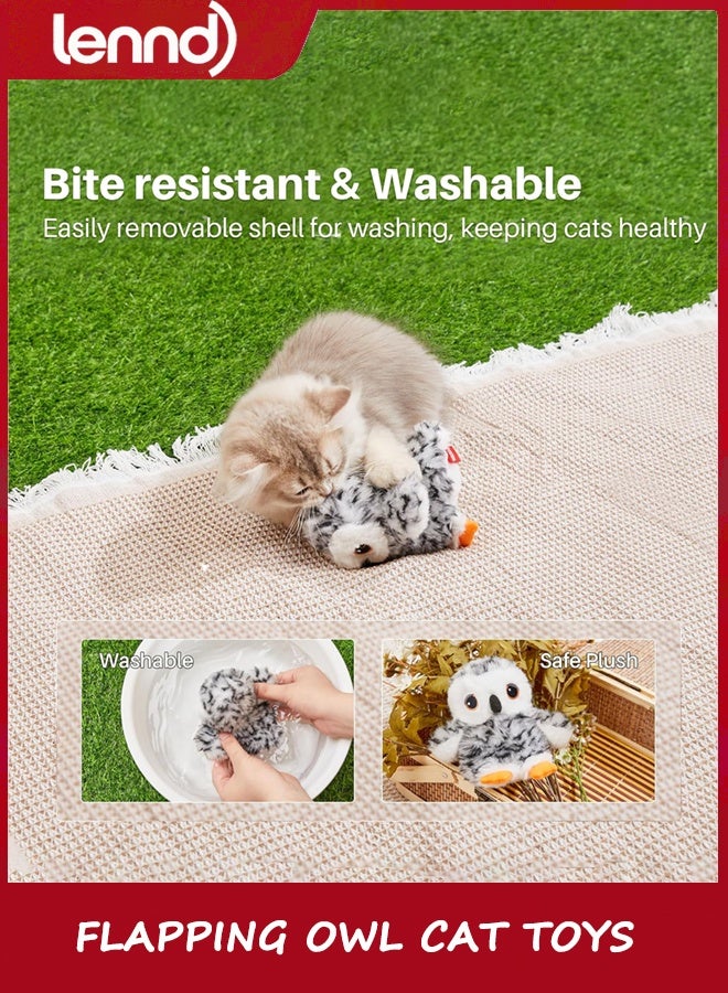 LENND Flapping Owl Cat Toys (No Flying), Lifelike Bird Chirp, Rechargeable Touch Activated Kitten Toy, Interactive Catnip Kicker Exercise Toys 4.0" for All Breeds - Image 4