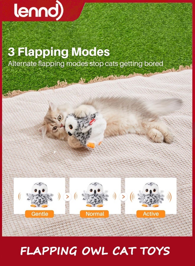 LENND Flapping Owl Cat Toys (No Flying), Lifelike Bird Chirp, Rechargeable Touch Activated Kitten Toy, Interactive Catnip Kicker Exercise Toys 4.0" for All Breeds - Image 3