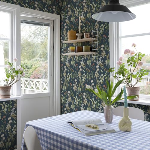 Simon&Siff Vintage Wallpaper Peel and Stick Modern Floral Wall Paper Wildflowers Botanical Contact Paper Removable Renter Friendly Wallpaper 480" x 17.3" - Image 3