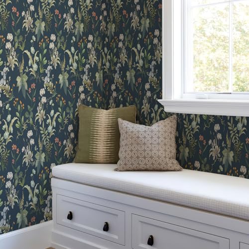 Simon&Siff Vintage Wallpaper Peel and Stick Modern Floral Wall Paper Wildflowers Botanical Contact Paper Removable Renter Friendly Wallpaper 480" x 17.3" - Image 4