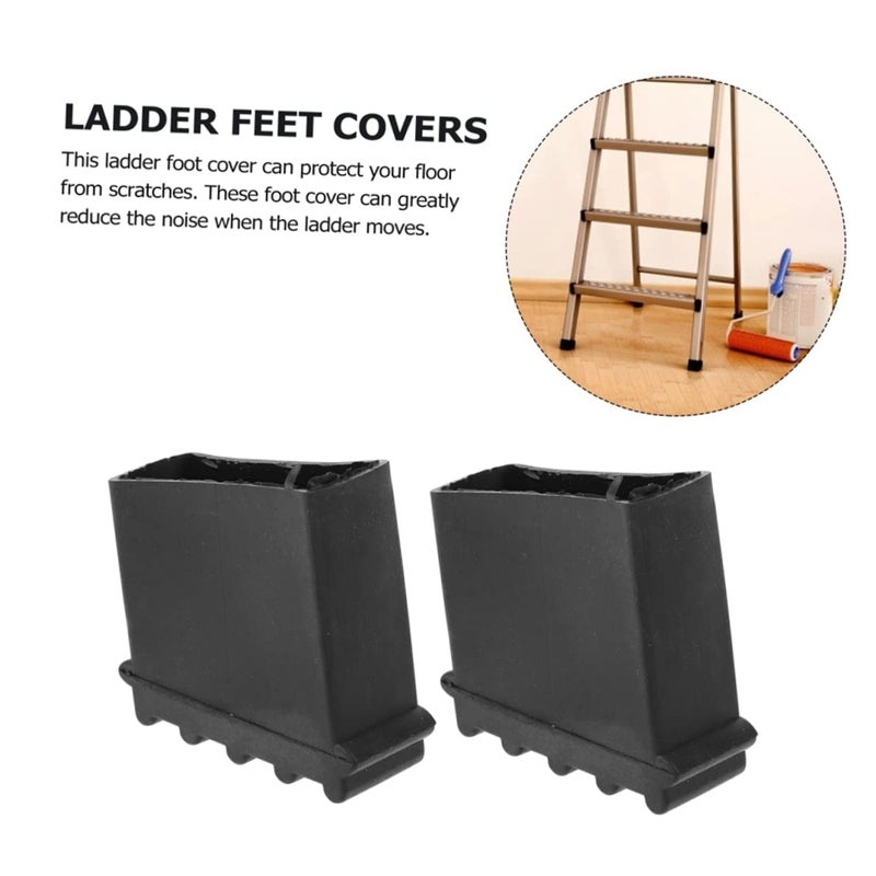 2Pcs Non Slip Rubber Ladder Feet Covers Black Protect Floors Enhance Stability Easy Install - Image 5