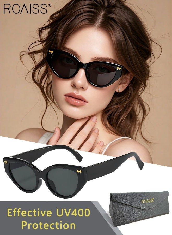 roaiss Women's Fashionable Cat-eye Sunglasses UV400 Protection Sun Glasses With Bow Decoration,Fashion Anti-Glare Sun Shades for Ladies Outdoor Party Street Photography - Image 1