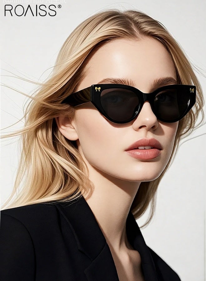 roaiss Women's Fashionable Cat-eye Sunglasses UV400 Protection Sun Glasses With Bow Decoration,Fashion Anti-Glare Sun Shades for Ladies Outdoor Party Street Photography - Image 2