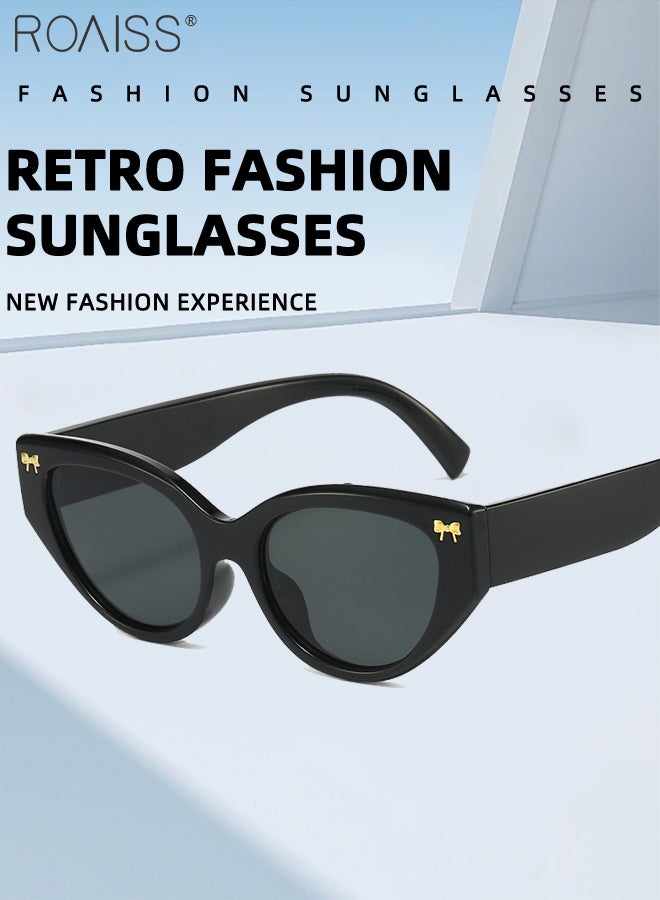 roaiss Women's Fashionable Cat-eye Sunglasses UV400 Protection Sun Glasses With Bow Decoration,Fashion Anti-Glare Sun Shades for Ladies Outdoor Party Street Photography - Image 4