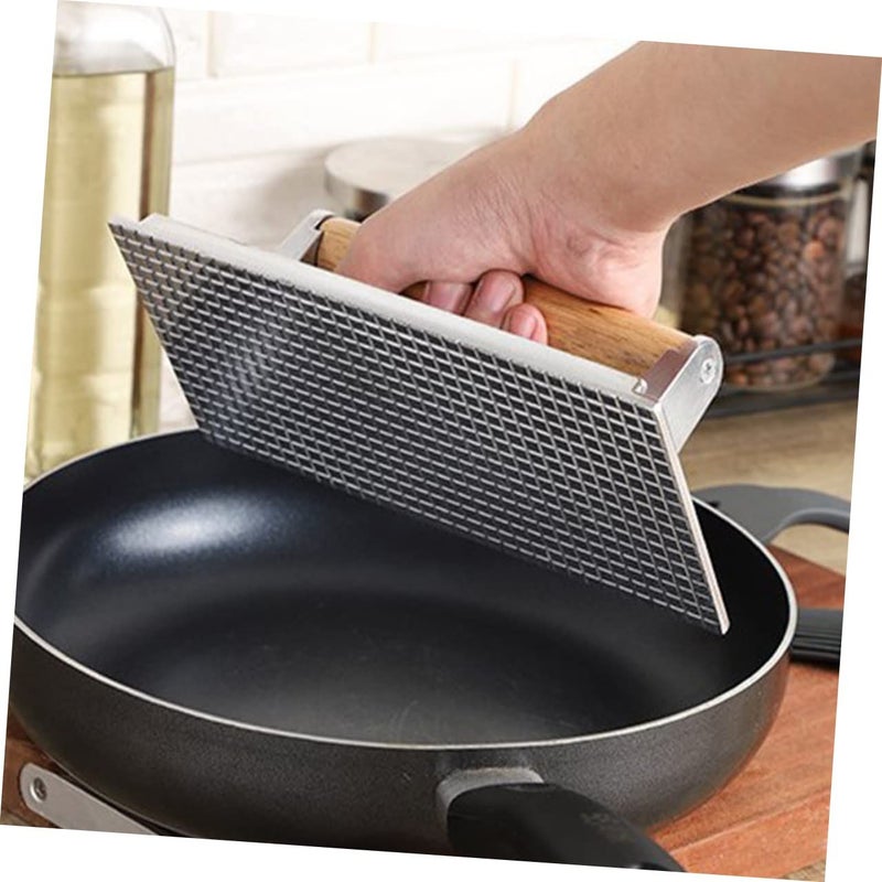 Aluminum Burger Press Meat Tenderizer Tool With Wooden Handle For Grill - Image 4