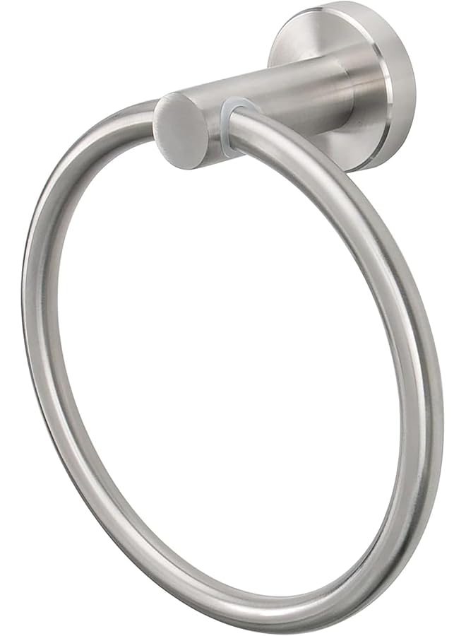 Wall Mounted Towel Ring - Thickened Stainless Steel Bathroom Hardware, Modern Round Hand Towel Hanger (Brushed Nickel)