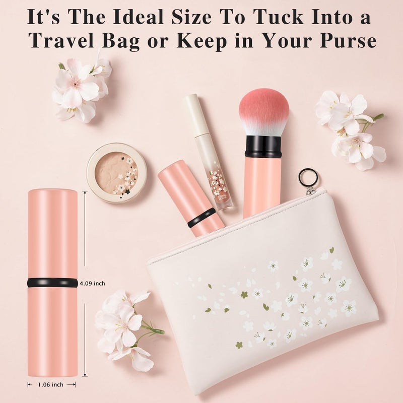 M-Ved Retractable Kabuki Makeup Brush, Travel Face Blush Brush, Portable Powder Brush with Cover for Blush, Bronzer, Buffing, Flawless Powder Cosmetics - Image 4