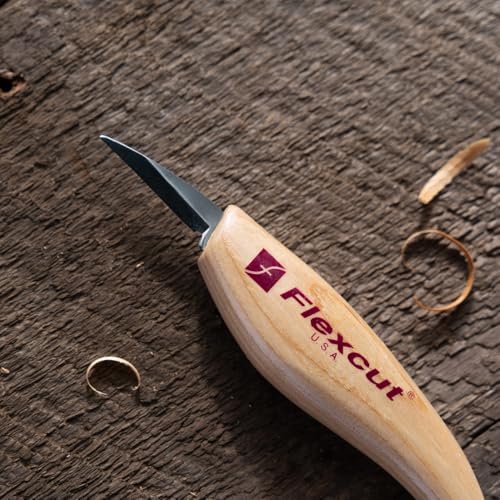 FLEXCUT سكين تفصيل FLEXCUT، شفرة من الفولاذ الكربوني العالي، مقبض من خشب الرماد بتصميم مريح، طول حافة الشفرة 1-1/2 بوصة (KN13) - Image 5