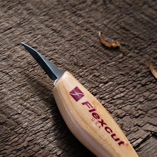 FLEXCUT سكين تفصيل FLEXCUT، شفرة من الفولاذ الكربوني العالي، مقبض من خشب الرماد بتصميم مريح، طول حافة الشفرة 1-1/2 بوصة (KN13) - Image 3
