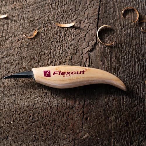 FLEXCUT سكين تفصيل FLEXCUT، شفرة من الفولاذ الكربوني العالي، مقبض من خشب الرماد بتصميم مريح، طول حافة الشفرة 1-1/2 بوصة (KN13) - Image 2
