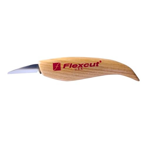 FLEXCUT سكين تفصيل FLEXCUT، شفرة من الفولاذ الكربوني العالي، مقبض من خشب الرماد بتصميم مريح، طول حافة الشفرة 1-1/2 بوصة (KN13) - Image 1