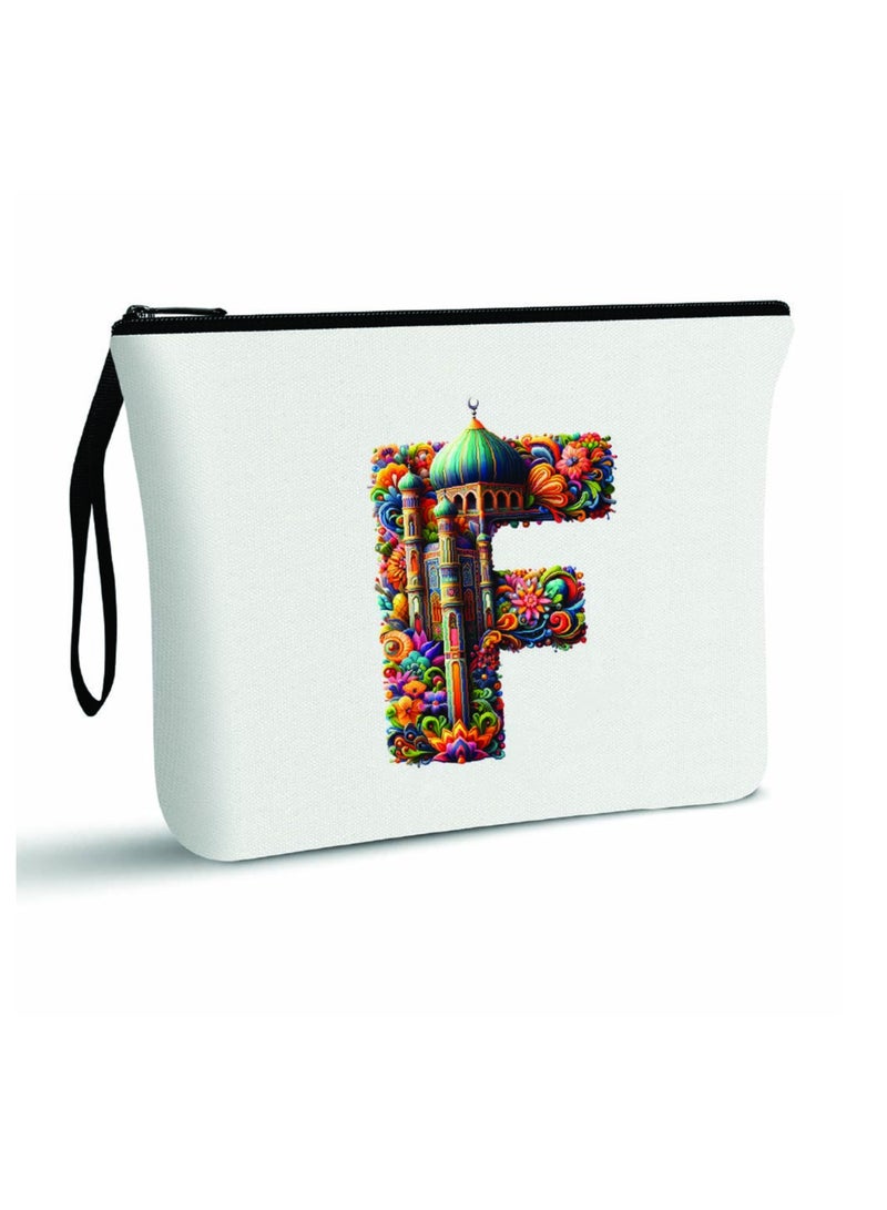 PRINTSHOP4ME Initial Monogram Cosmetic Pouch - Monogrammed Makeup Pouch - Perfect for Travel Organizer - Cosmetic Bag for Women - Gift for Ramadan - Initial Design Makeup Bag - Image 1