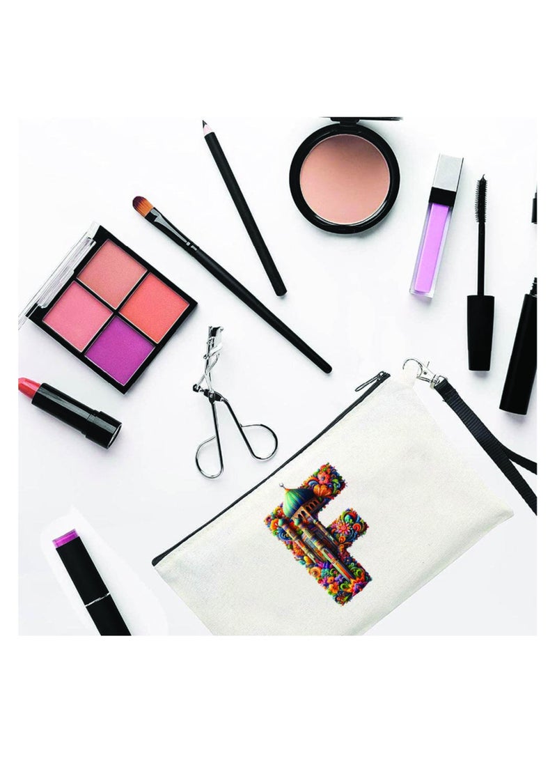 PRINTSHOP4ME Initial Monogram Cosmetic Pouch - Monogrammed Makeup Pouch - Perfect for Travel Organizer - Cosmetic Bag for Women - Gift for Ramadan - Initial Design Makeup Bag - Image 2