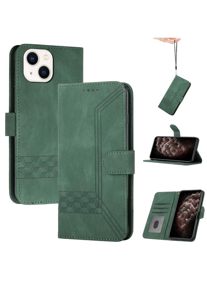 Zaboon Case For iPhone 13 mini Cubic Skin Feel Flip Leather Phone Case - Image 1