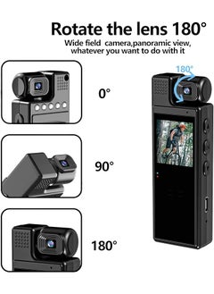 erorex Digital Voice Recorder With 180° Rotating Lens Camera 4K Video Audio Recording Body Cameras 128G Camcorder With Night Vision For Personal Civilians Police Law Enforcement 128G  - Image 3