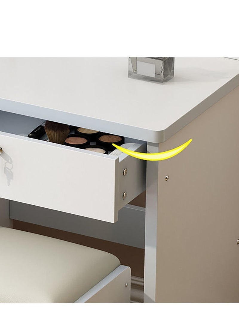 Makeup Vanity Desk with Mirror & Lights, Vanity Table and Chair Set with 4 Drawers & Hidden Storage Shelves, Dressing Table for Bedroom, Women Girls Gift（White, SZZ008LED） - Image 5