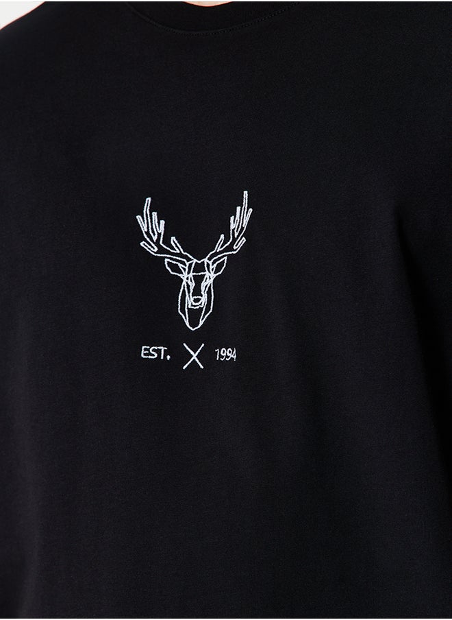 Black Regular Cut Deer Embroidered 100% Cotton T-Shirt TMNSS24TS00165 - pzsku/Z12B3BED57A031DB5BFADZ/45/_/1730942010/19305e69-85fe-48a9-9a83-c0da5a1ee664