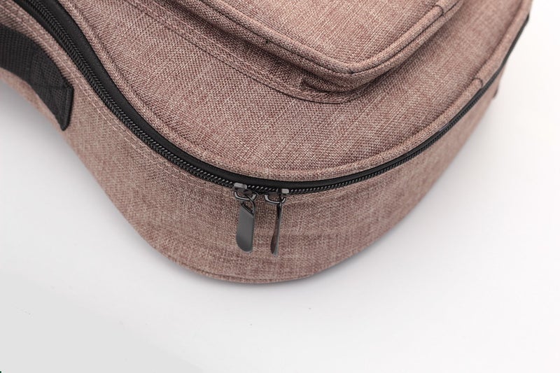 HOT SEAL Simple Linen 10MM Classic Thick Durable Ukulele Case Bag with Large Storage (21in, Brown) - Image 3