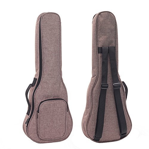 HOT SEAL Simple Linen 10MM Classic Thick Durable Ukulele Case Bag with Large Storage (21in, Brown) - Image 1