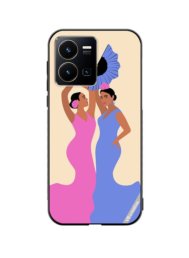 Protective Case Cover For Vivo Y35 Spanish Women Dancing Flamenco Design Multicolour