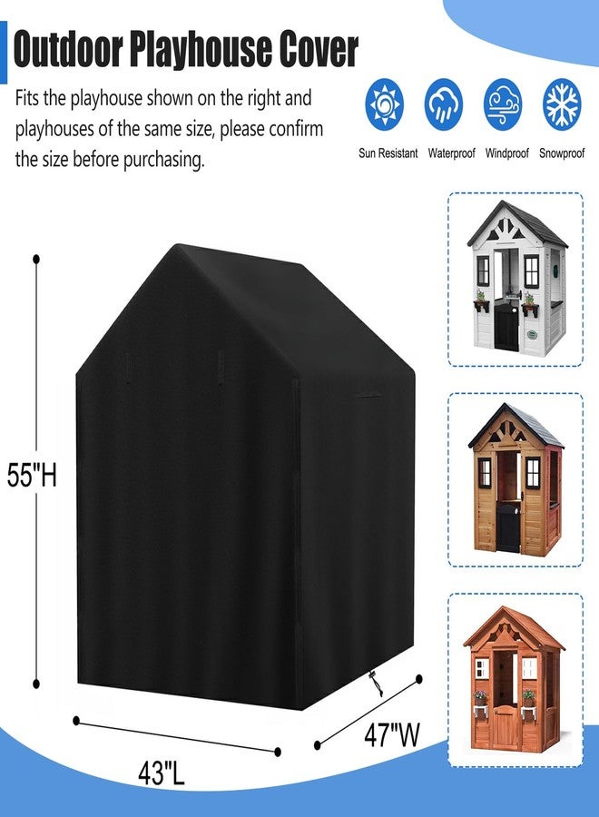 tonhui Outdoor Kids Playhouse Cover, 43" L x 47" W x 55" H Waterproof Cover for Backyard Wooden Playhouse, Heavy Duty Oxford Fabric All-Weather Protection with Zipper - Image 4