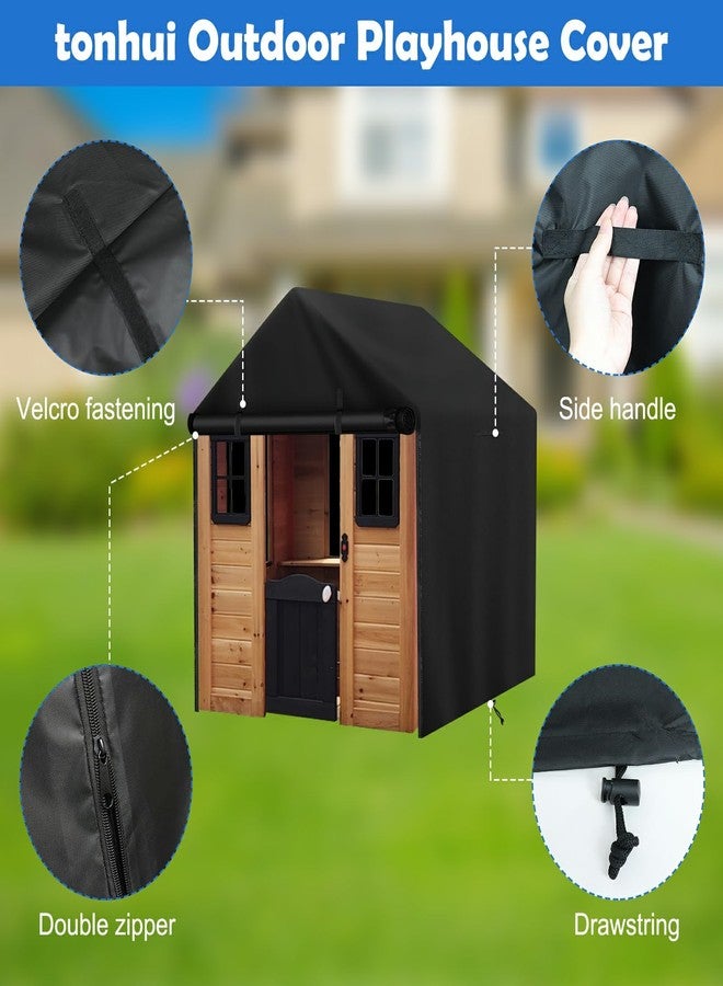 tonhui Outdoor Kids Playhouse Cover, 43" L x 47" W x 55" H Waterproof Cover for Backyard Wooden Playhouse, Heavy Duty Oxford Fabric All-Weather Protection with Zipper - Image 5