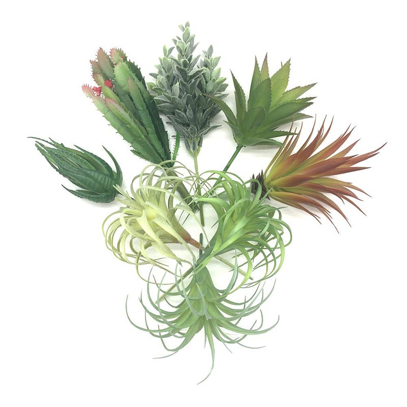 EBUYOM 8 PCS Artificial Succulents Plants Lifelike Air Plants Floral Tree Arrangement Assorted Faux Greenery Artificial Plants Set Garden Home Office DIY Decoration Ornament