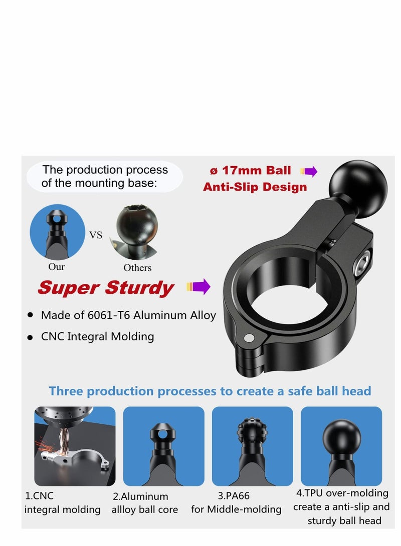 واي آند دي Motorcycle Phone Mount with Qi 15W Wireless Charger & USB C 20W Fast Charging Port,Anti-Slip Aluminum Alloy Mounting Base IP66 Waterproof Handlebar Cell Holder for 4"-8" Cellphone  - Image 5