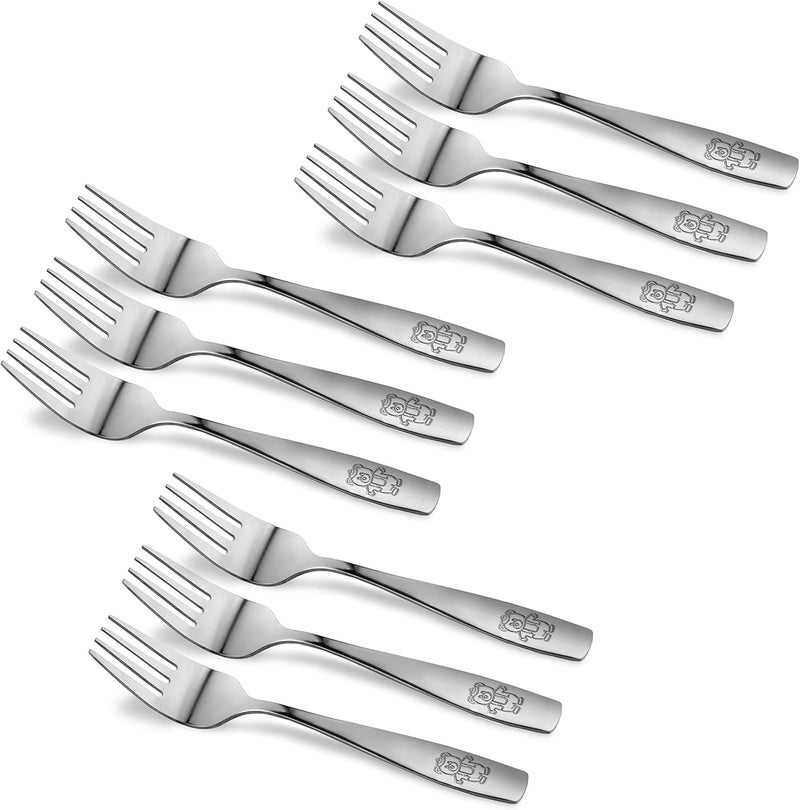 GlossyEnd 9 Piece Stainless Steel Kids Forks  Kids Cutlery Toddler Safe Flatware Silverware  Utensil Set for Home  Preschools - Image 1