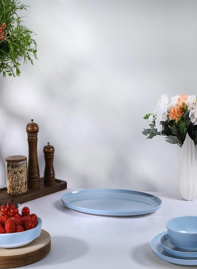 Webbylee 16" Melamine Oval Platter Set of 2- Lightweight Durable Serving Tray for Party, Catering & Home | Dishwasher Safe, Fits Turkey/Charcuterie-Blue & Beige - Image 3