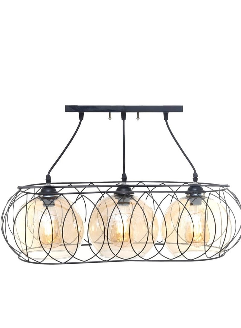 Chandelier Modern Metal Oval 3 Bulb by Uncle Sam, Black UnSaLi-34 - Image 1