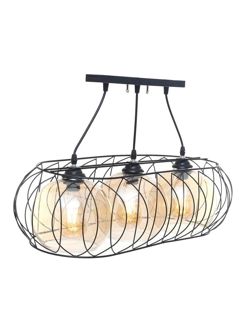 Chandelier Modern Metal Oval 3 Bulb by Uncle Sam, Black UnSaLi-34 - Image 2