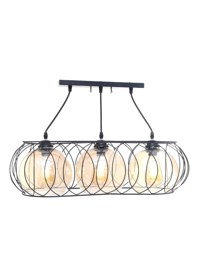 Chandelier Modern Metal Oval 3 Bulb by Uncle Sam, Black UnSaLi-34 - Image 4
