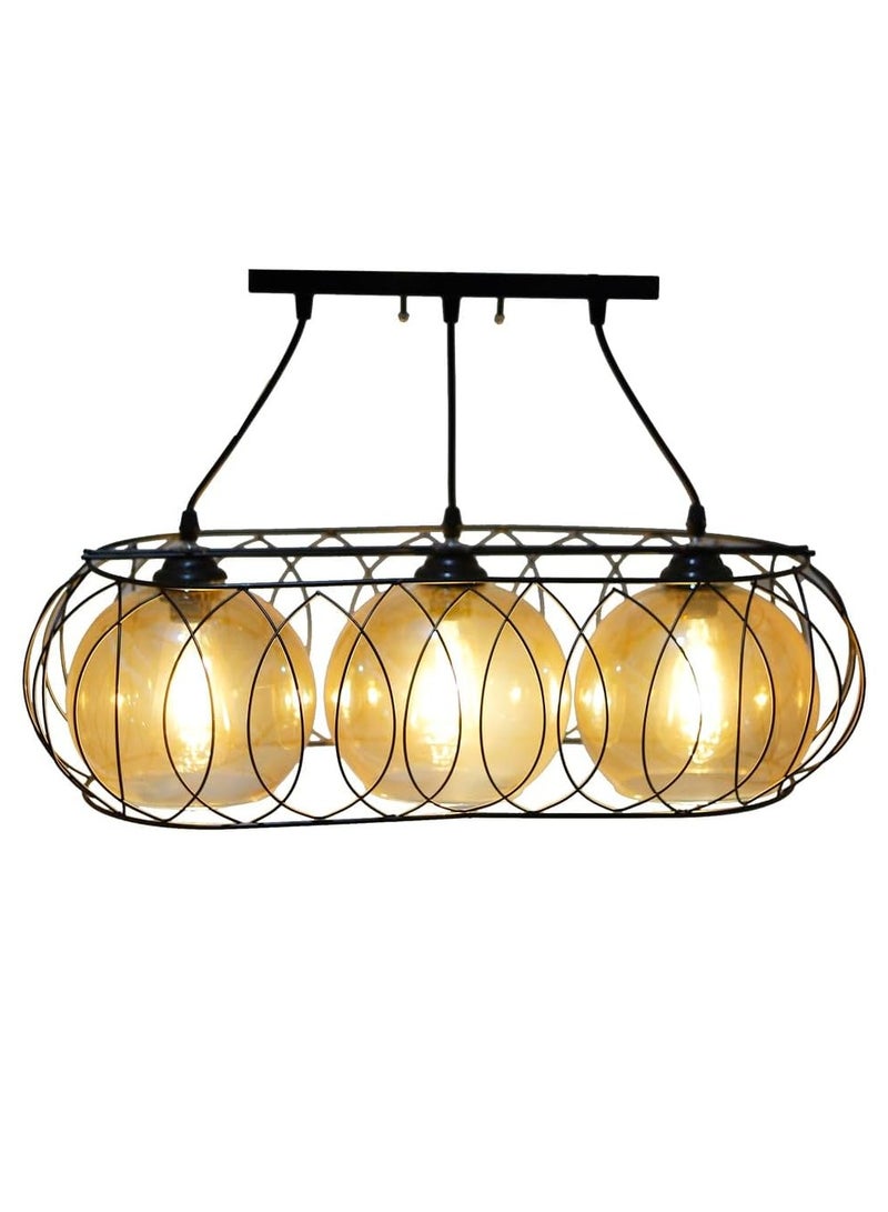 Chandelier Modern Metal Oval 3 Bulb by Uncle Sam, Black UnSaLi-34 - Image 5
