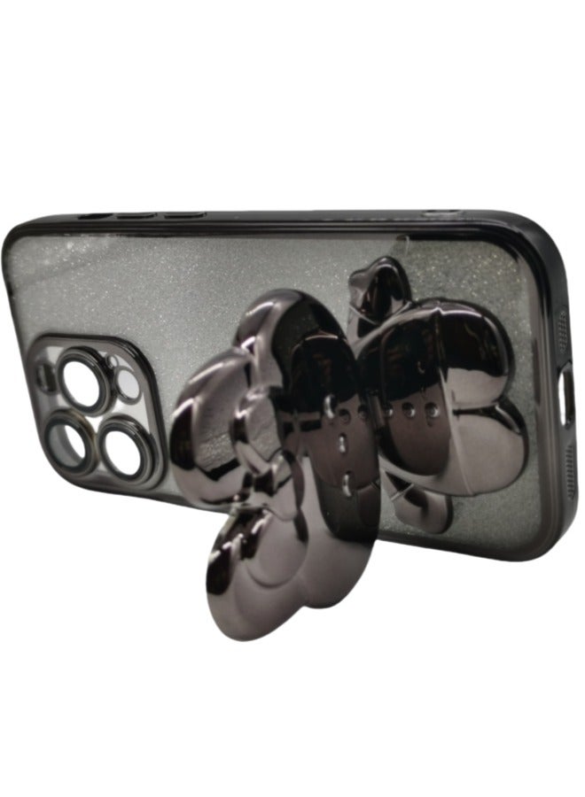 iPhone 14 Pro Glitter Bunny Case: 2-in-1 Beauty Mirror & Stand - Scratch & Shock Proof Trendy Cover - Image 3