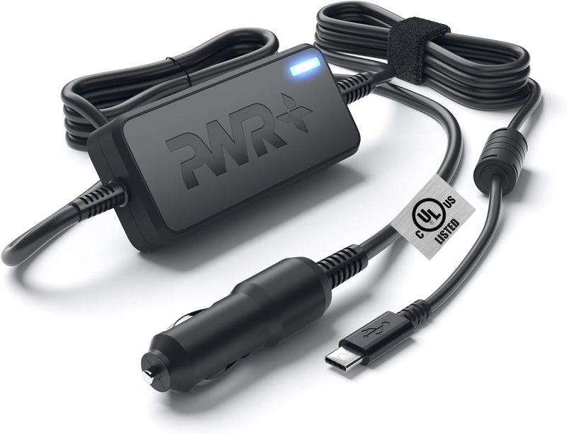 PWR+ USB-C Laptop CAR Charger Power Adapter: for Dell Latitude Precision XPS Lenovo Yoga Thinkpad MacBook Pro Air LG Gram Razer Blade Stealth Chromebook Pixel Acer Asus Steam Deck DJI Mavic UL Listed PD3 - Image 1