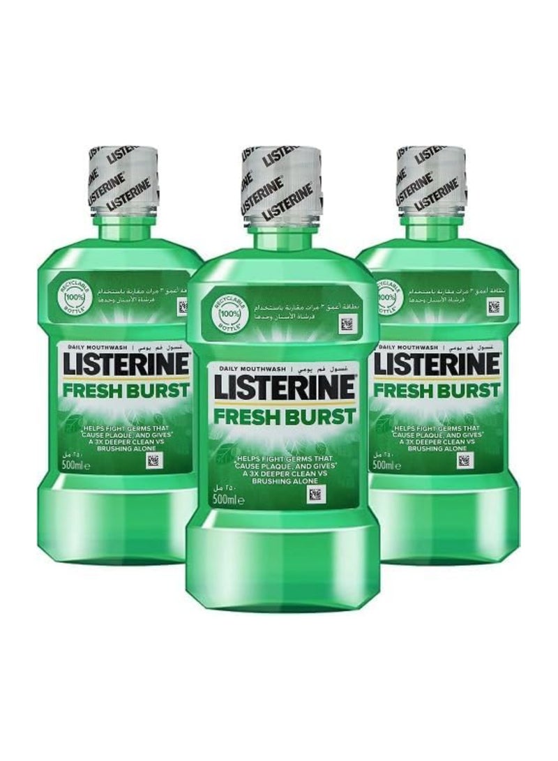 Listerine Fresh Burst Daily Mouthwash 3 x 500ml - Image 1