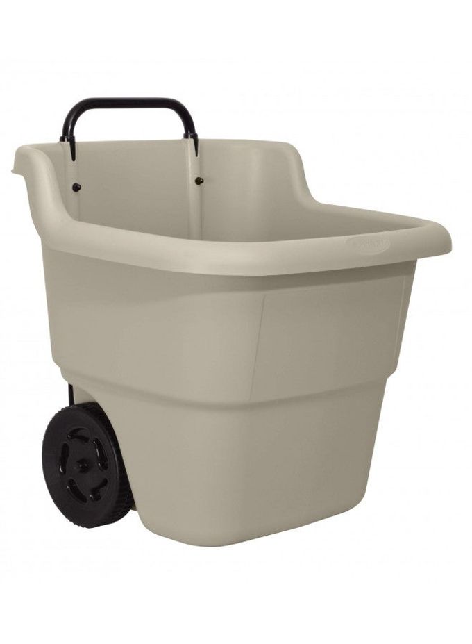 suncast Resin 15.5 Gallon Multi-Purpose Cart With Wheels, Brown,Taupe - Image 3
