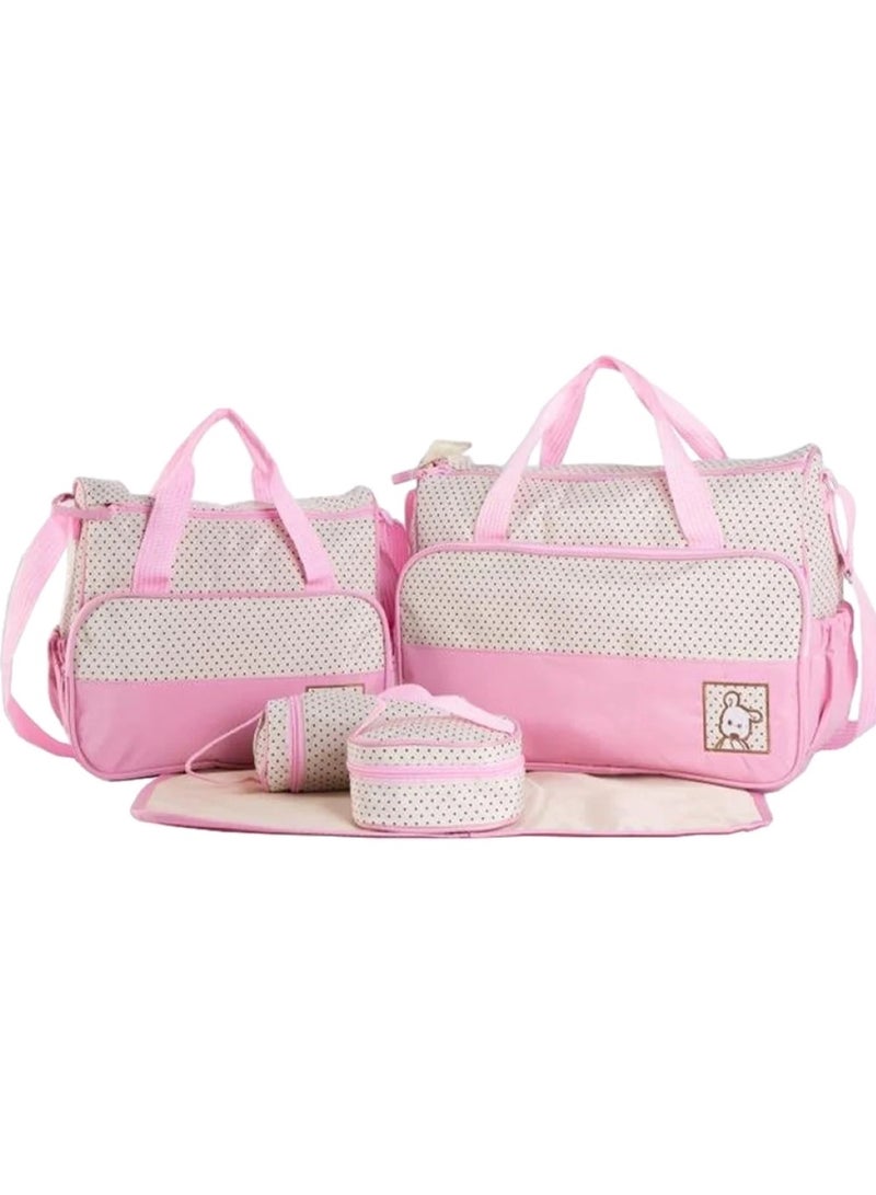 Elegant Pink Baby Diaper Bag Set Travel Companion for Moms - Image 1
