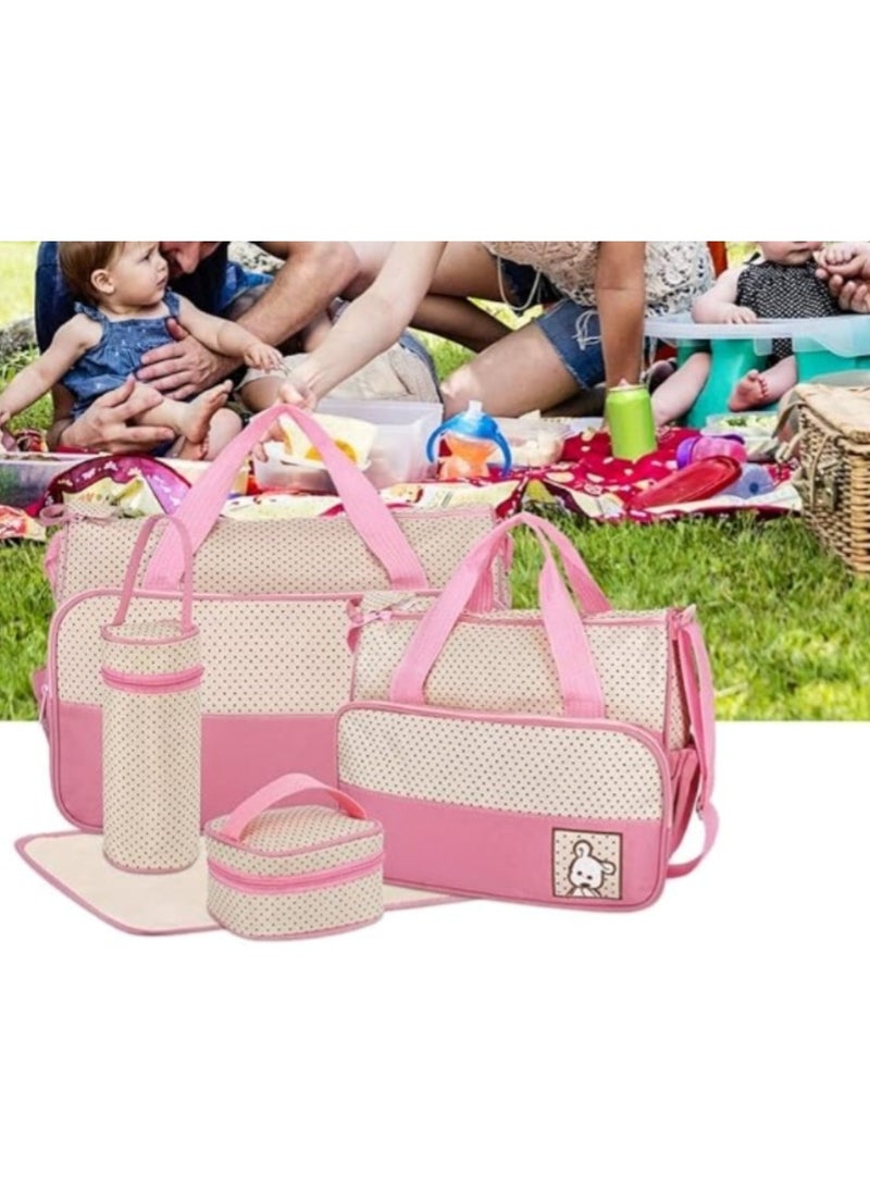 Elegant Pink Baby Diaper Bag Set Travel Companion for Moms - Image 2