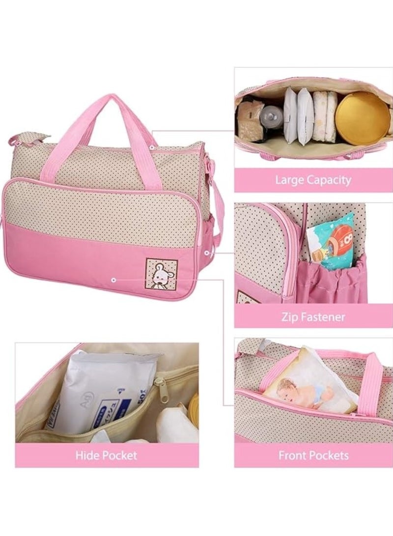 Elegant Pink Baby Diaper Bag Set Travel Companion for Moms - Image 5