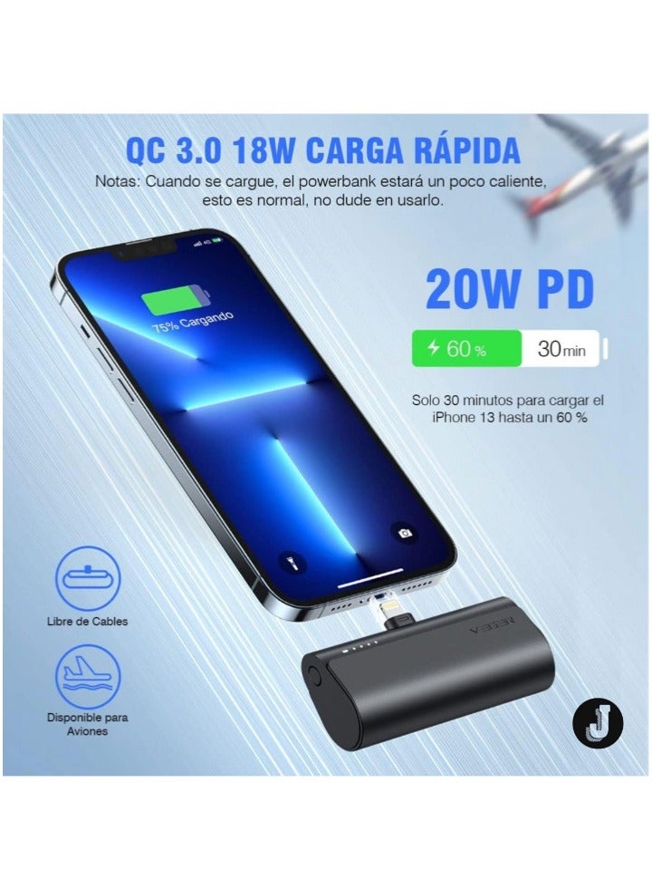 JAJEEK "Mini Portable Powerbank 5000mAh - 20W PD Fast Charging, QC 3.0 External Battery with Built-in Plug" - Image 4