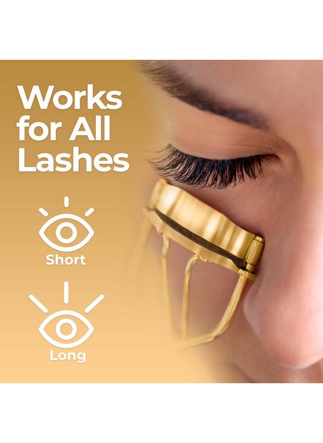 BASIC CONCEPTS Eyelash Curlers Kit (Gold) Premium Lash Curler For Perfect Lashes Universal Eye Lash Curler With 5 Eyelash Curler Refills Eyelash Curler For Women Rizador De Pestañas (Box Colors Vary)  - Image 4