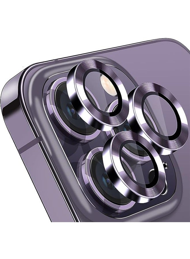 iPhone 15 Pro Max/iPhone 15 Pro Camera Lens Protector 9H Tempered Glass Screen Film Protection Cover Anti-scratch Mobile Phone Accessory Metal Individual Ring iPhone 14 Pro Max/iPhone 14 Pro Purple - Image 1